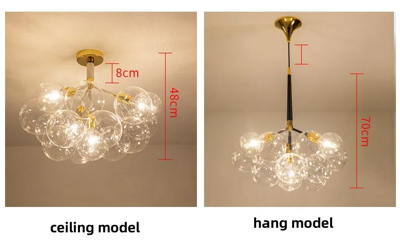 Nordic Glass Globe LED E27 Pendant Lights
