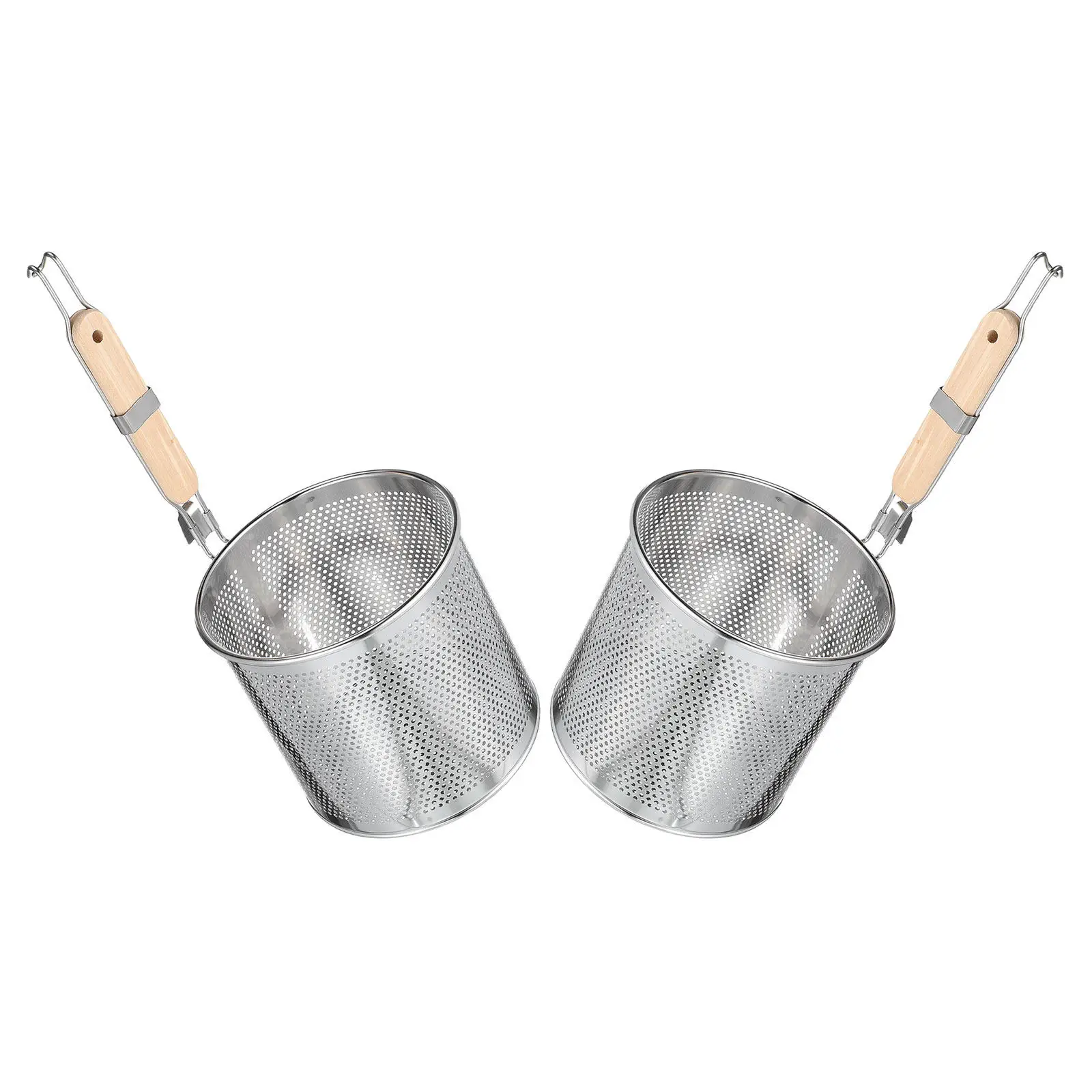 

Набор из 2 шт. кухонных шумовок-дуршлагов из нержавеющей стали с эргономичной ручкой для лапши рамен, для приготовления, слива воды и подачи блюд
