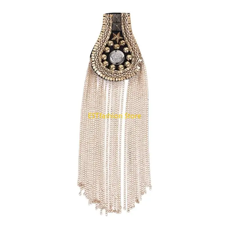 Y5GC Rhinestones Decors Epaulets Shoulder Badges for Casual and Formal Stage Costume