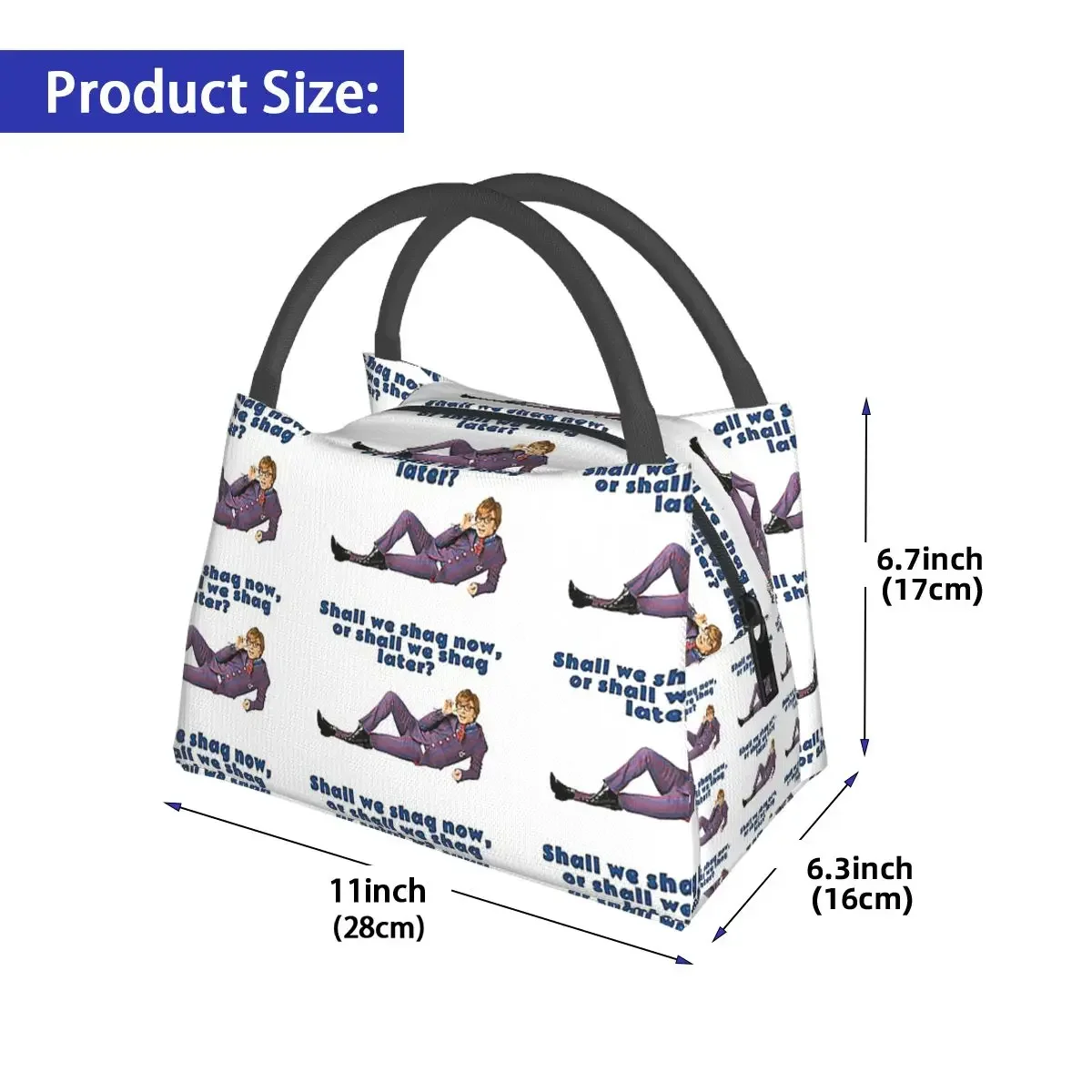 Austin Powers Lunch Bags Insulated Bento Box Leakproof Lunch Tote Picnic Bags Cooler Thermal Bag for Woman Student School image 3