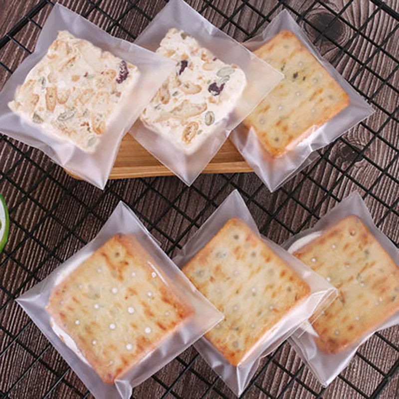 100pcs Transparent Scrub Self Adhesive Cookie Bags Candy Package OPP Biscuit Gift Bag Wedding Snack Decoration Pastry Bag