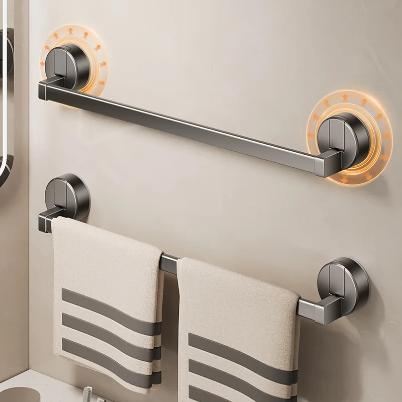 

Bathroom Suction Cup Towel Rack Non-perforated Storage Rack Wall-mounted Single-rod Bath Towel Storage Rack