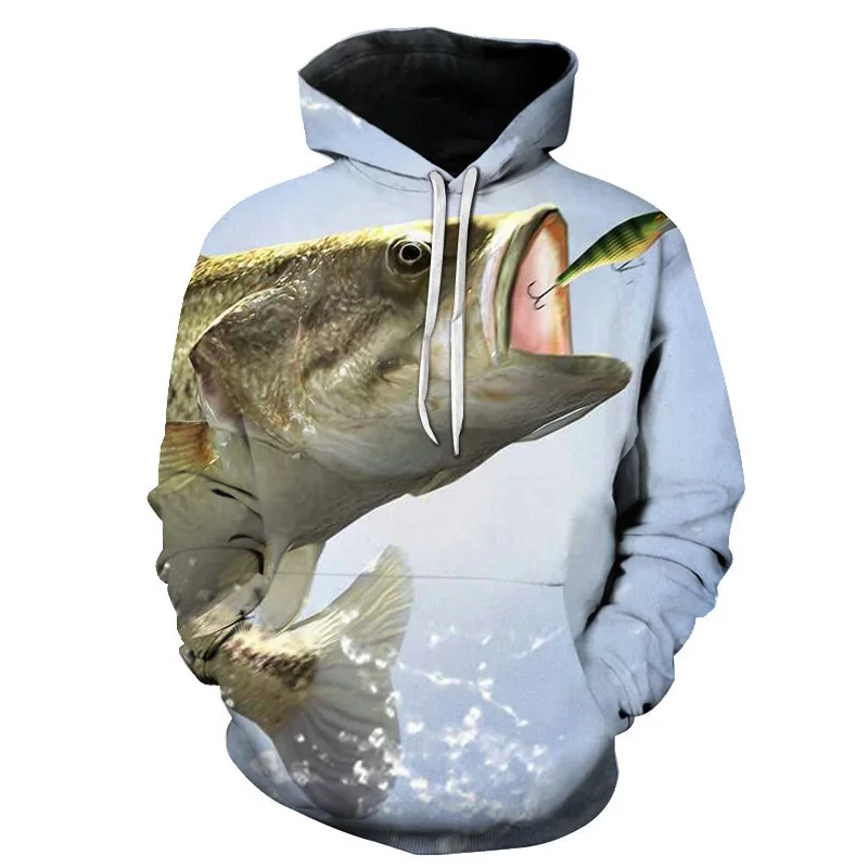 Fish Print Hoodies for Men Fashion 3D Pattern New in Sweatshirts Hip Hop Harajuku Oversized Pullover Tops S-7XL Women