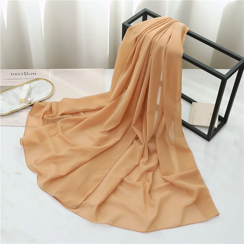Summer Long Silk Scarf For Women Large Shawl Wrap Headband Solid Design Hijab Beach Stoles Female Foulard Echarpe Bandana image 3