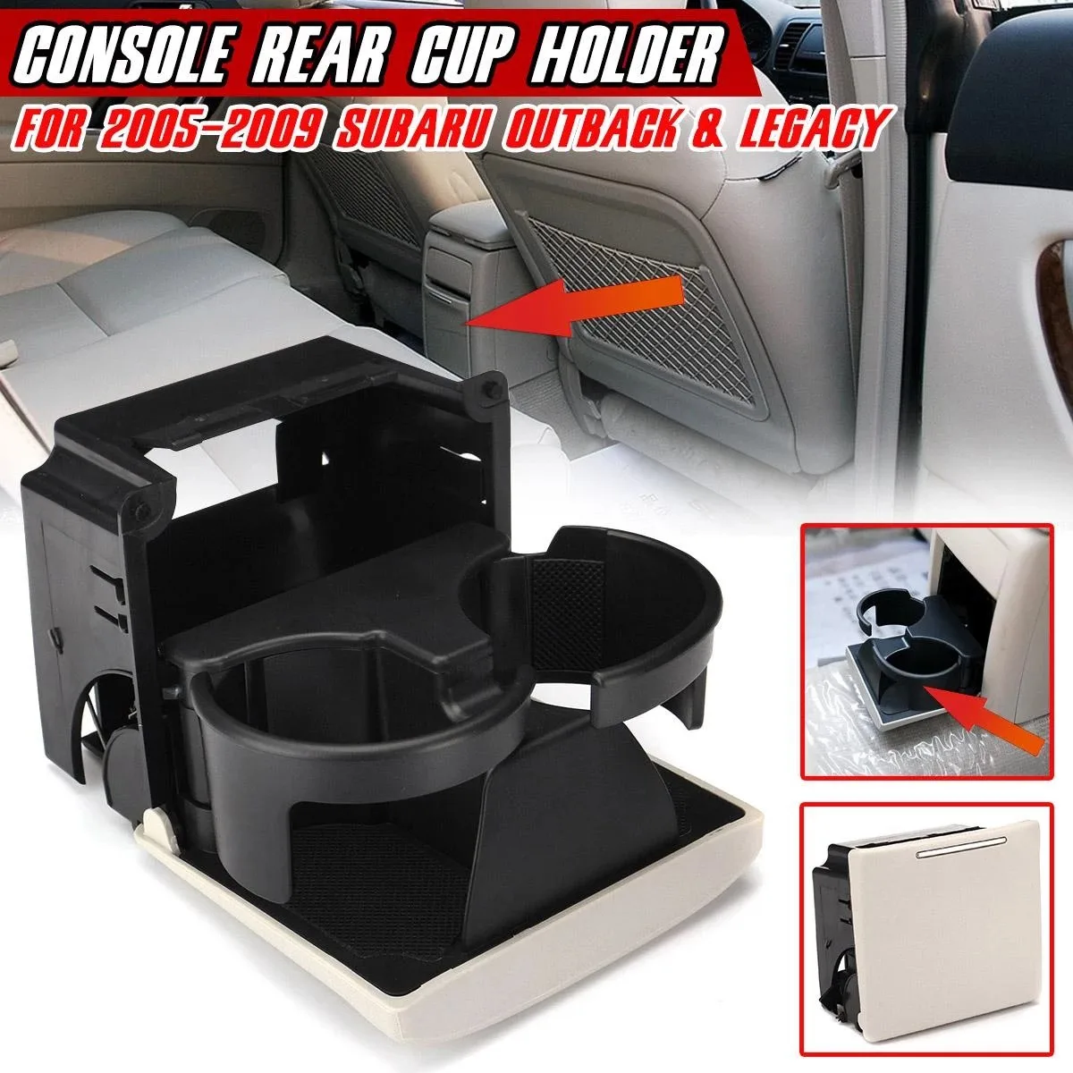 Car Rear Console Drink Cup Holder Insert Tray Holder Cover for Subaru Outback Legacy 2005-2009 66150AG01CWA