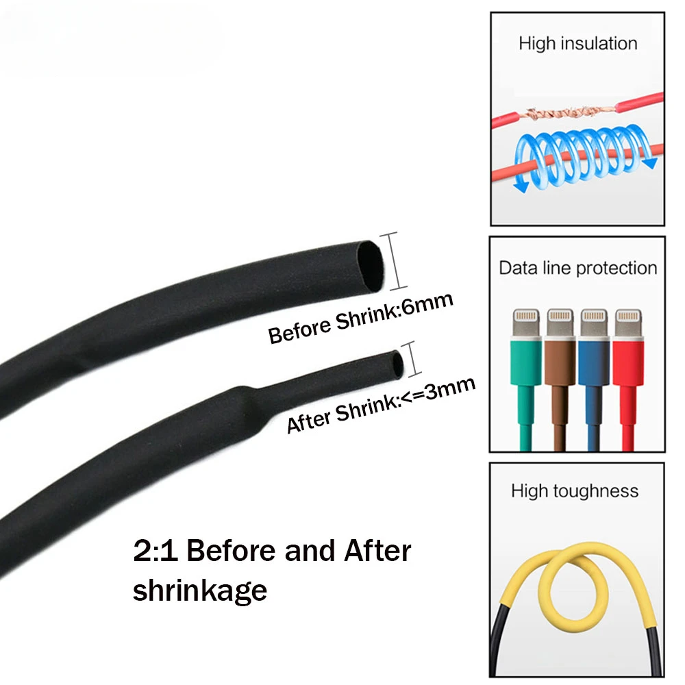 127-750pcs Heat-shrink Tubing Thermoresistant Tube Heat Shrink Wrapping Kit Electrical Connection Wire Cable Insulation Sleeving