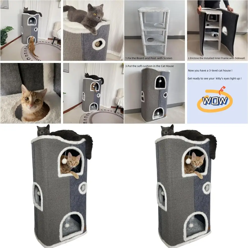 

Многоуровневый кошачий домик с уютными лежанками, когтеточкой, уединенными пещерками и подушками для кошек малого и большого размера