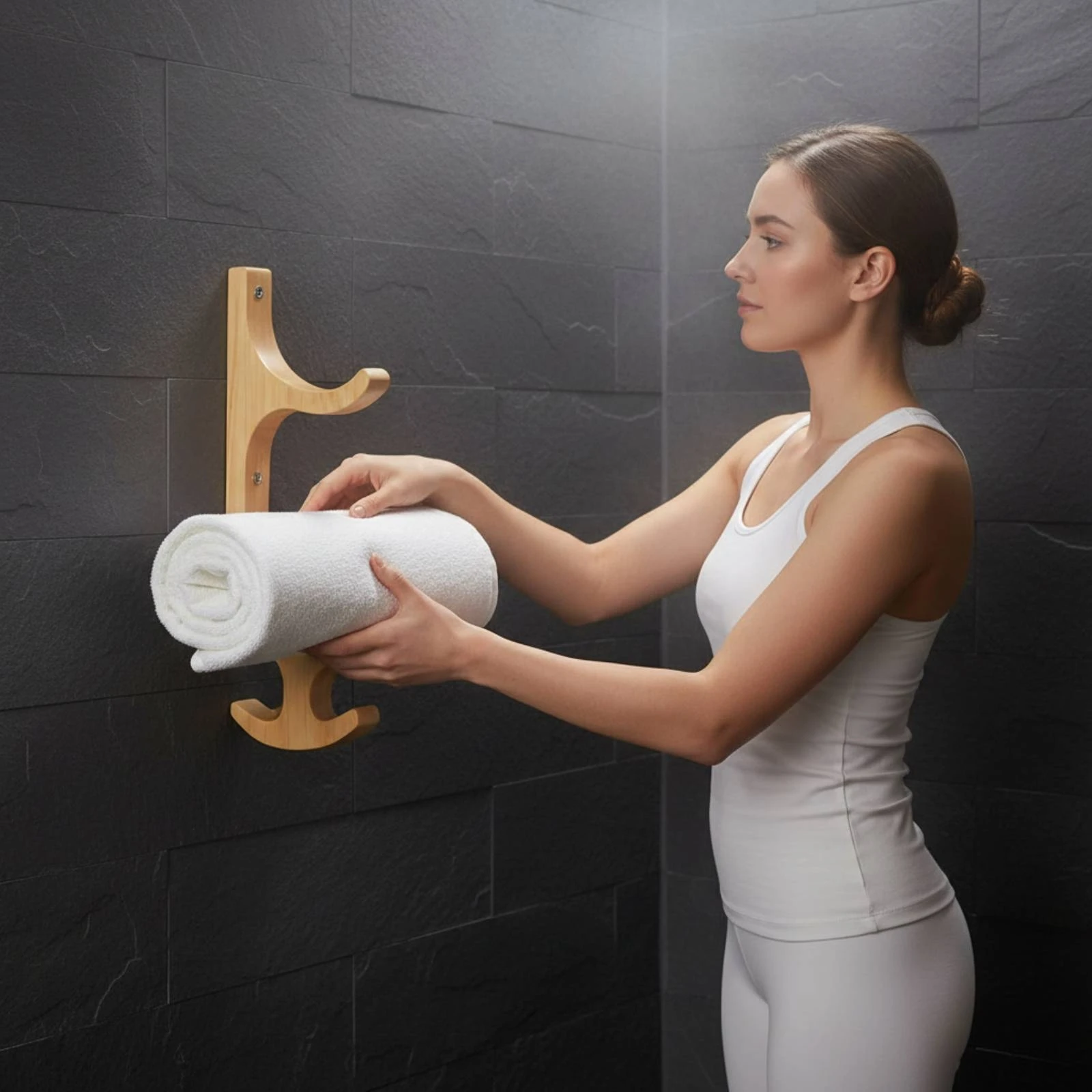 

Fitness Mat Rack Wooden Wood Fitness Mat Rack Gym Organizer Mounting Hardware