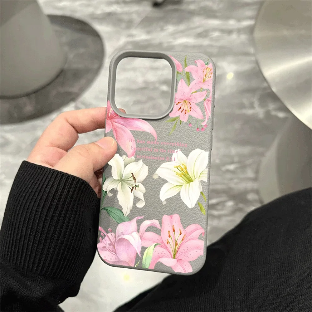 Weiße Lilie Handyhülle für iPhone 17 16 15 14 13 12 11 Pro Max 16 15 14 Plus 17 16 15 14 13 Pro 17Air Silikon Matte Hülle – Detail 9