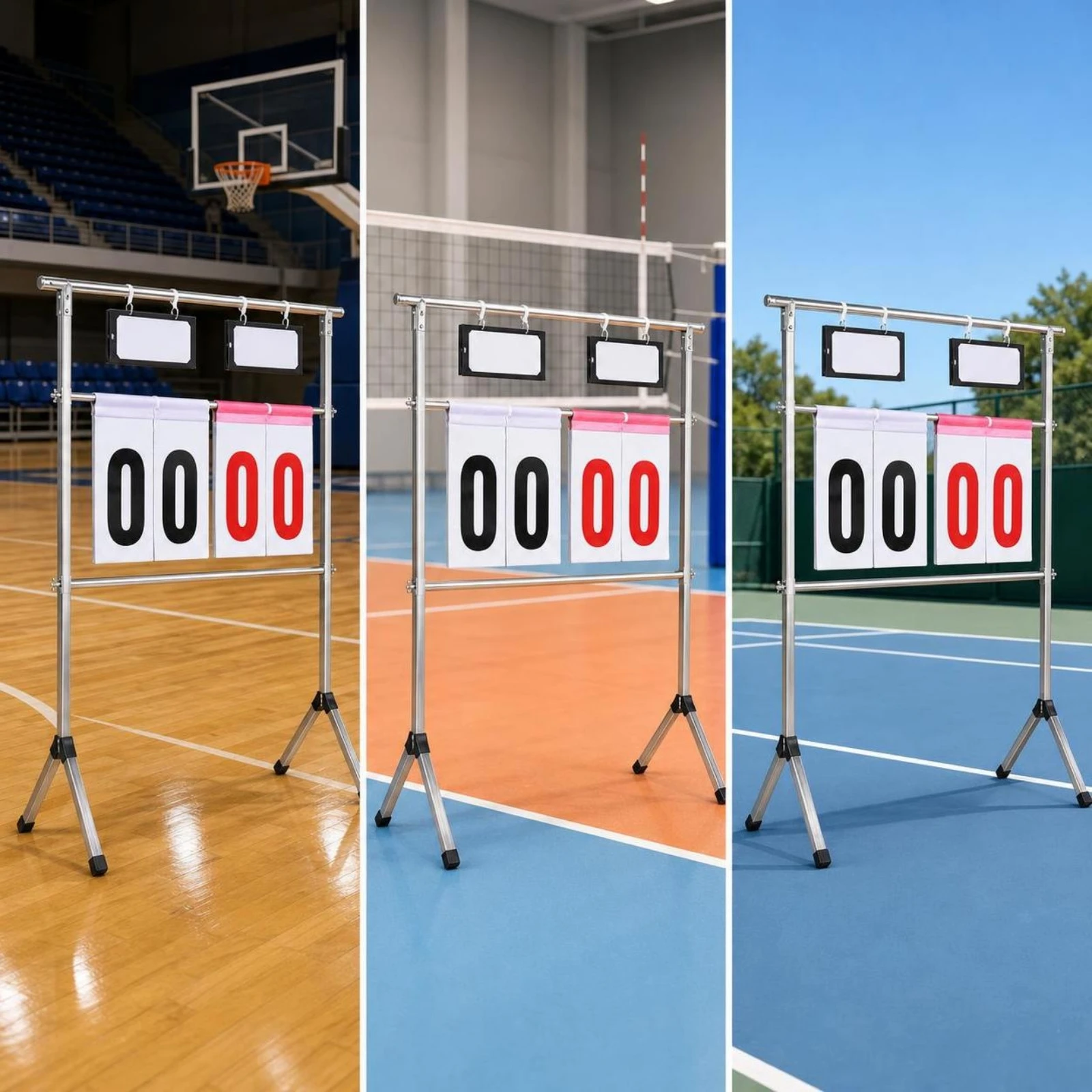 Flip Scoreboard with Stand Portable Scorekeeper with Tripod Base Scoring Board Outdoor for Schools, Gymnasiums, Basketball Games