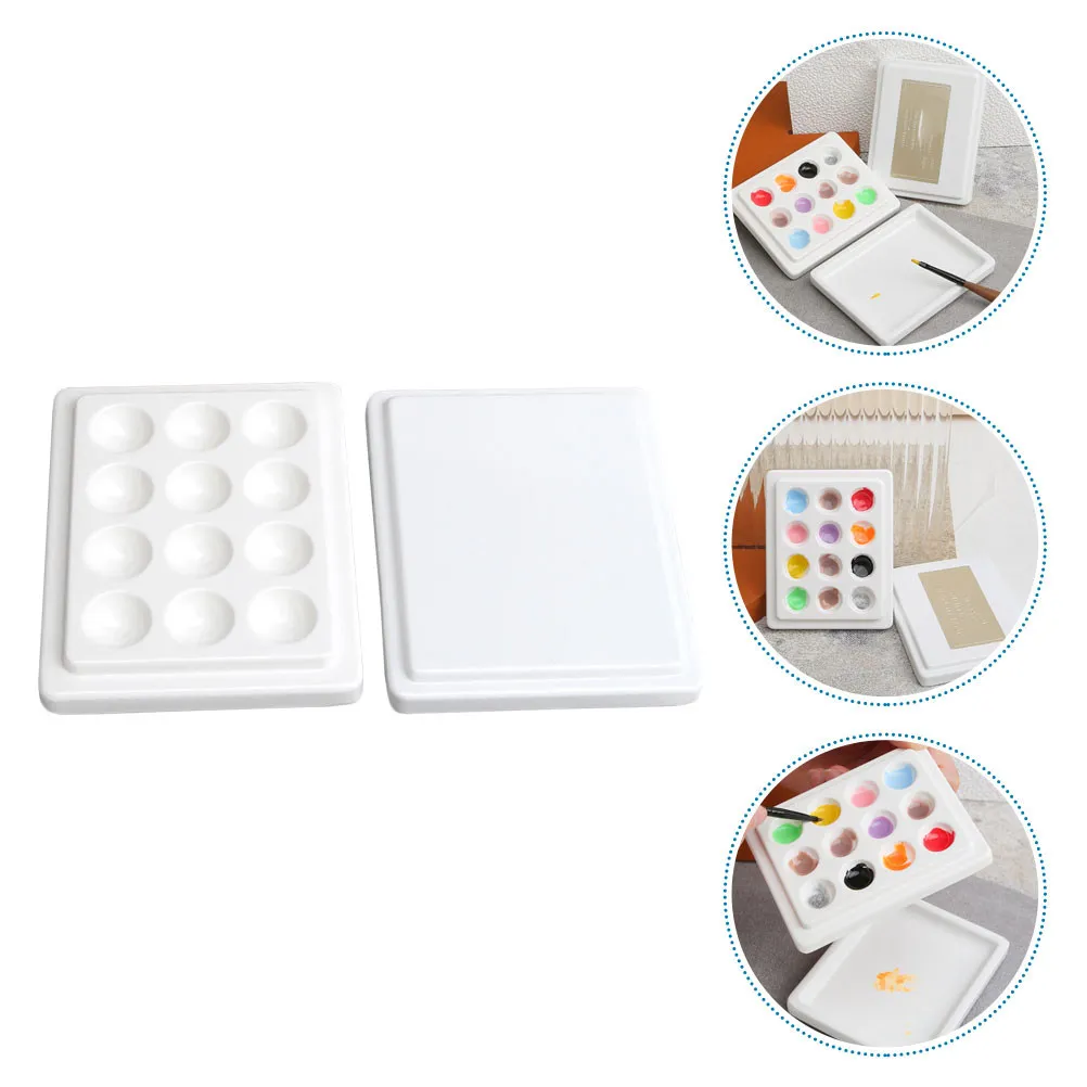 Ceramic Nail Color Mixing Plate for Manicure - Professional DIY Nail Art Paint Blending Tray, White