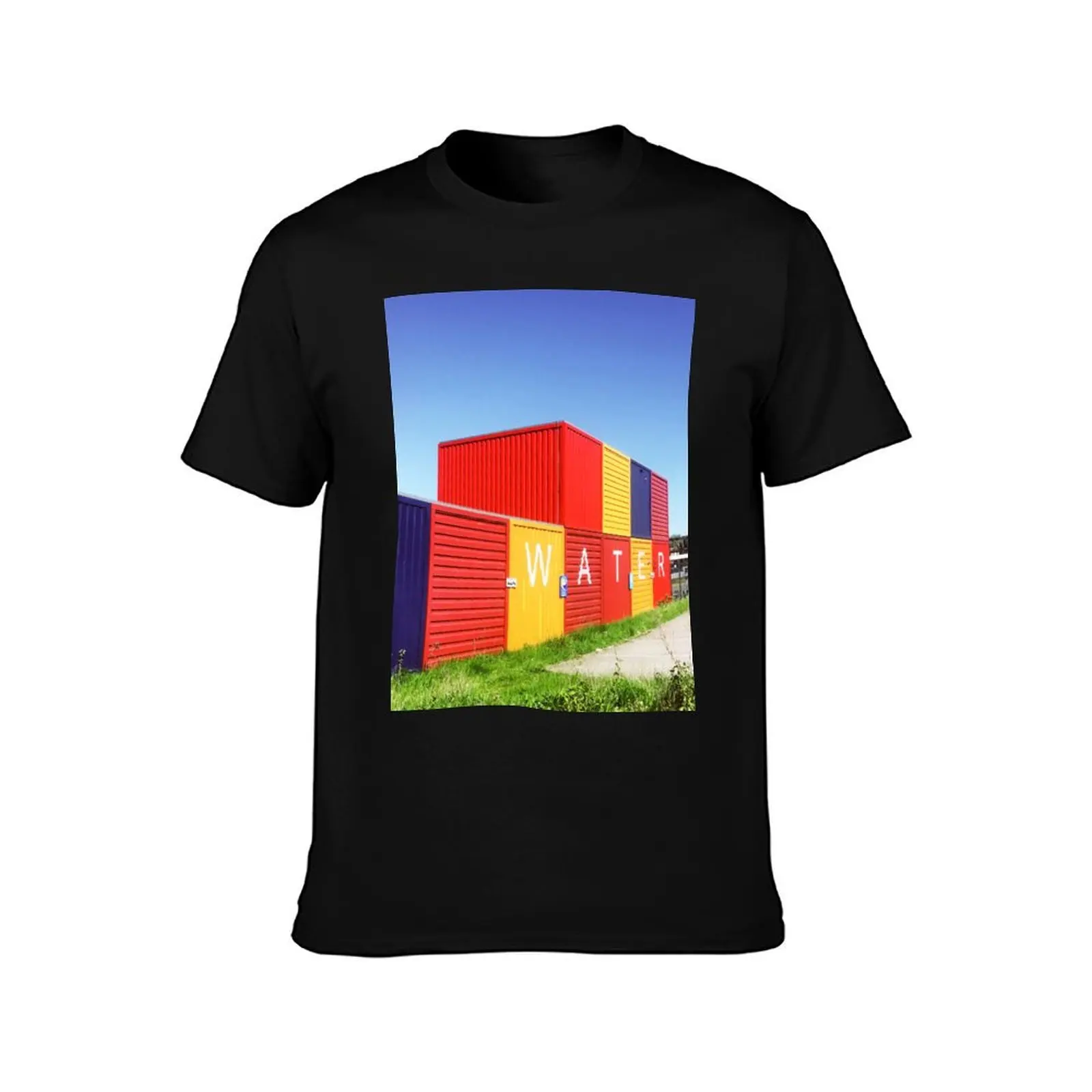 Primary colour water shipping containers T-Shirt Fashion Casual Short Sleeve T-Shirt