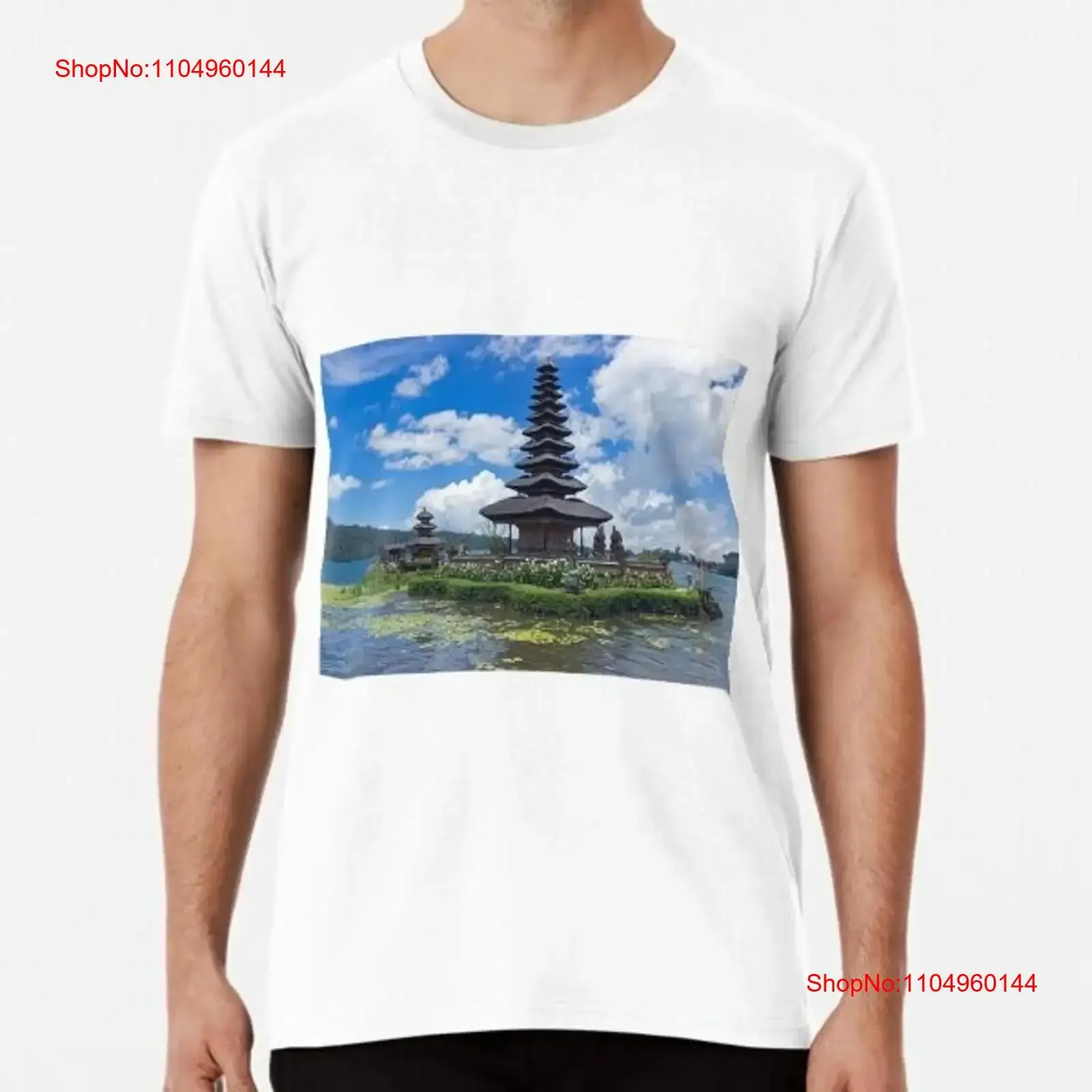 

Pura Ulun Danu Bratan Temple in Bali Indone Новая австралийская футболка S 2XL винтажная стираная уличная одежда Топ для повседневной носки