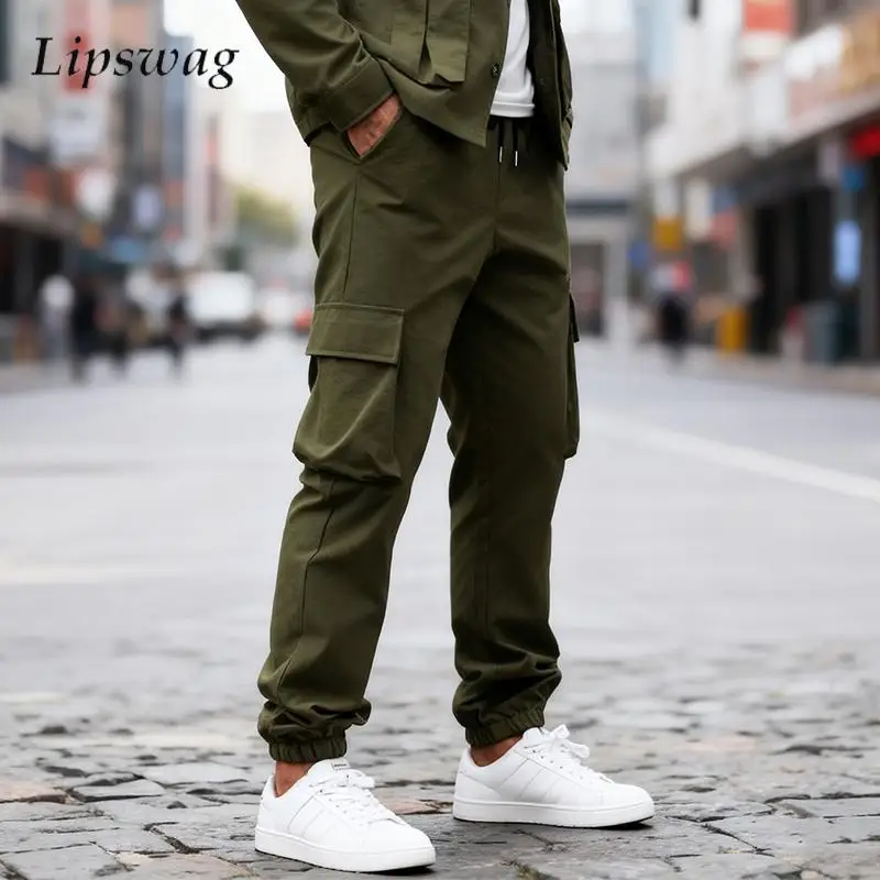 الشارع الشهير السراويل البضائع خمر رجل ربيع الخريف جديد عادية فضفاض متعدد جيوب السراويل الرجال الترفيه اليومي بلون السراويل #1