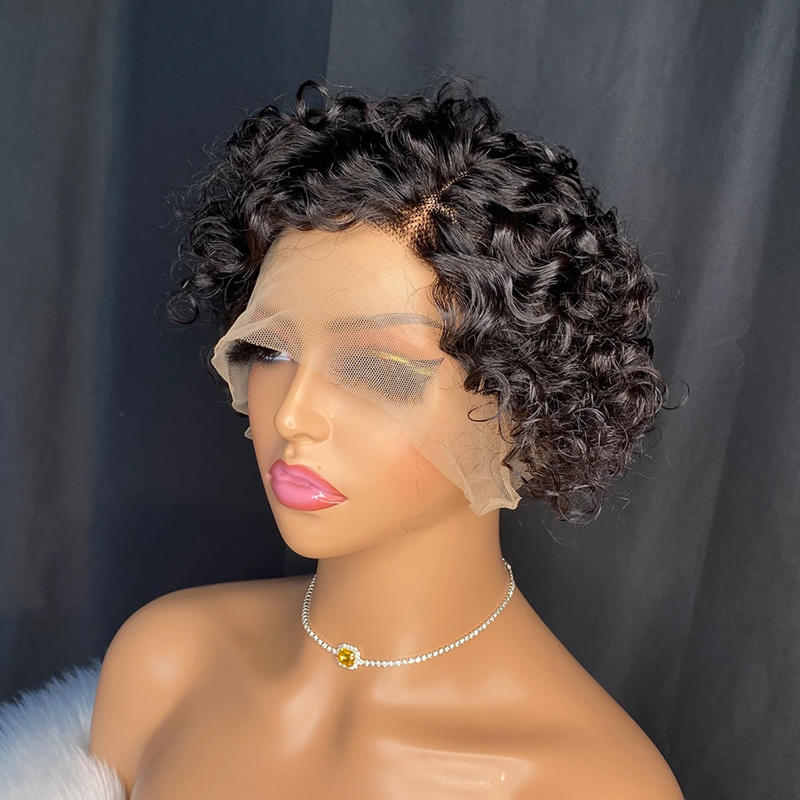 13x4x1 Pixie Cut Wigs Lace Frontal Human Hair Wigs For Women Short Pixie Cut Wigs 100% Human Hair Wigs Pre Plucked Transparent L