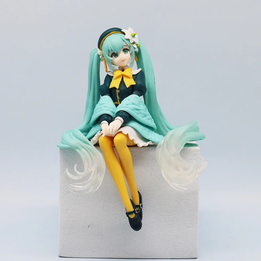 Anime Lily Fairy Hatsune Miku Sitting posture Q Version Action Figure PVC Model Statue Desk Decor doll Toy Collect Gifts boxed