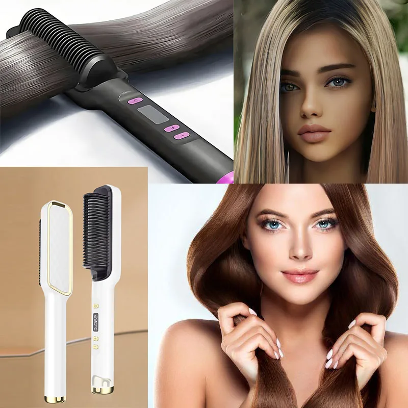 Electric Hot Comb Straight Hair Straightener Comb Straightening Brush Negative Ion Multifunctional Anti-Scalding Styling Tool