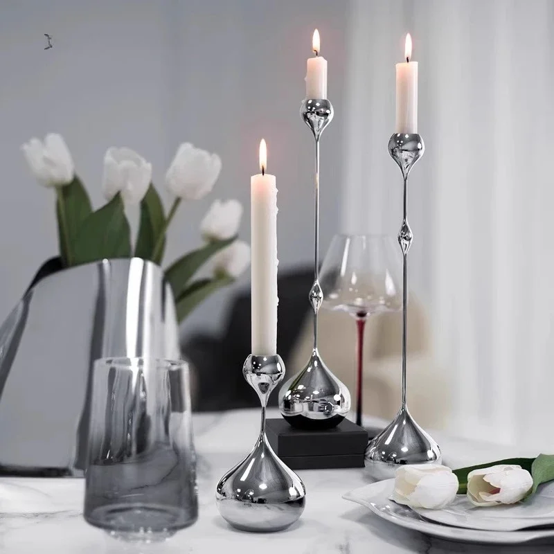 Легкая роскошная нержавеющая сталь, подсвечник с каплями воды, высококачественный орнамент для дома, подарки для украшения стола