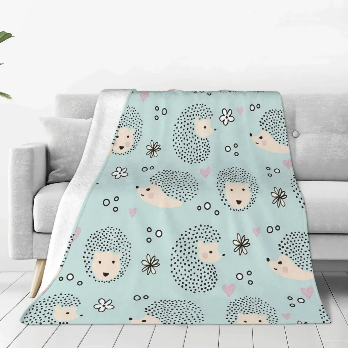 

Hedgehog Plaid Cartoon Blanket Sofa Cover Fleece All Season Collage Art Gift Thin Throw Blanket for Bed Outdoor Bedspread