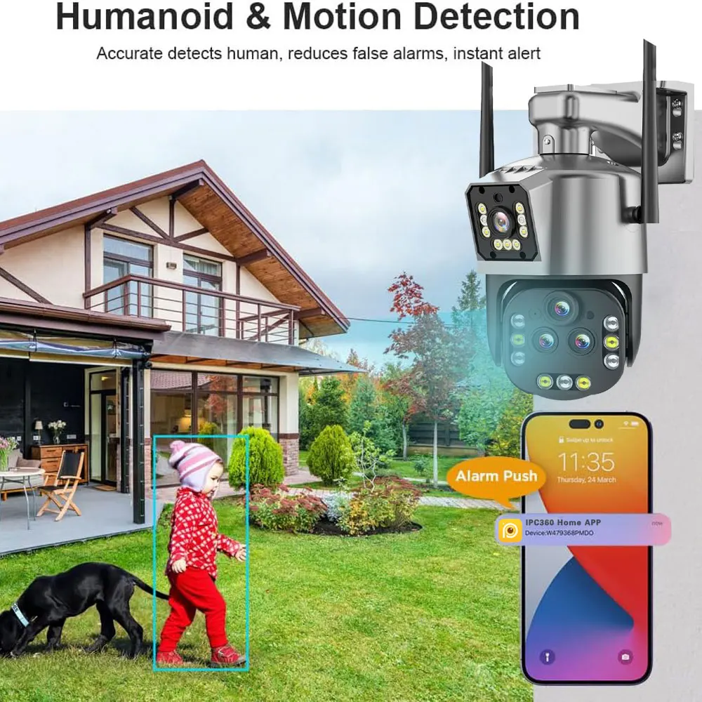 IPC360 Home 8K 16MP 20x Zoom WiFi PTZ Network Camera Outdoor AI Automatic Tracking 100M-150M Color Night Vision Security Camera
