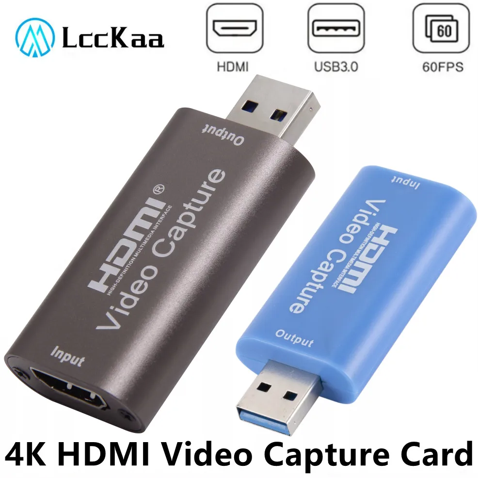 4K Video Capture Card USB 3.0/USB2.0 HDMI-compatible Grabber Recorder for PS4 Game DVD Camcorder Camera Recording Live Streaming