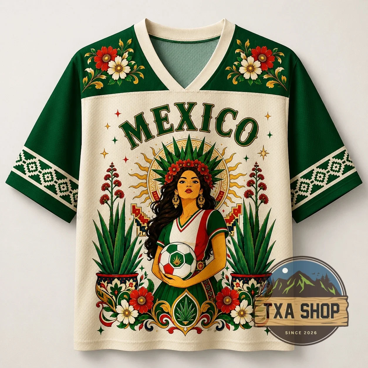 Retro Mexican Folk Style Oversized Football Jersey Adult Kids Casual T-Shirt Family Summer Breathable Quick-drying Soft Stylish