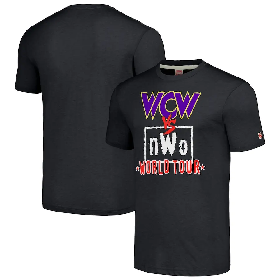 

Мужская футболка Homage Heather Charcoal WCW VS nWo Tour Tri-Blend