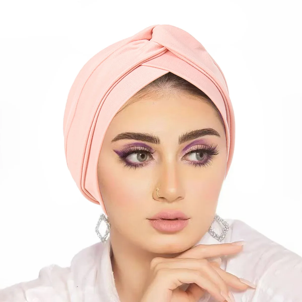 Twist Knot Turban Indian Hat Women Chemo Cap Forehead Cross Headscarf Muslim Hijab Beanies Bonnet Hair Loss Wrap Turbante Mujer