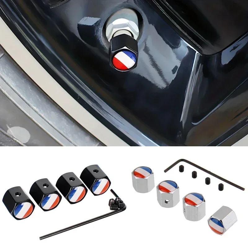 4PCS France Flag Car Wheel Air Covers Car Air Valve Stem Caps for Ford Dodge Honda BMW Toyota Audi Nissan Subaru Mazda Volvo VW