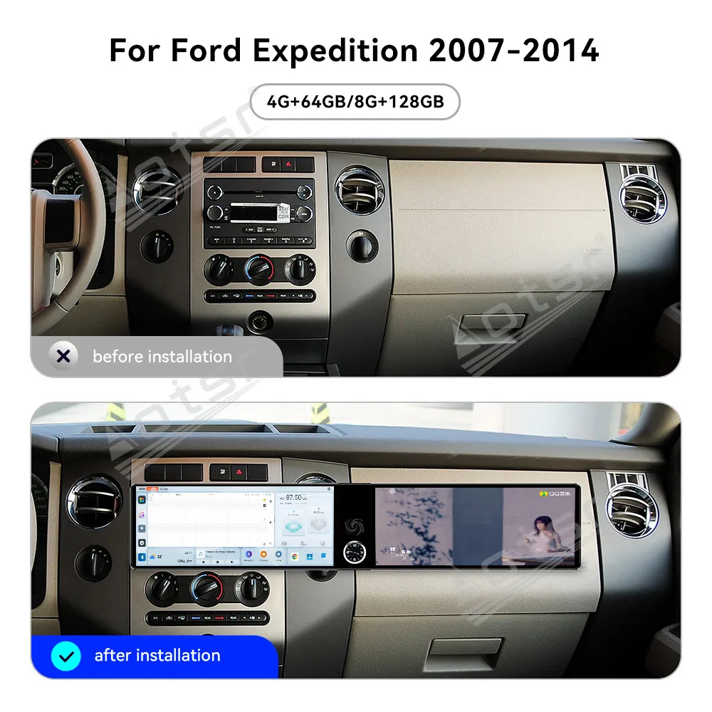 

For Ford Expedition 2007-2014 12.3" Android 13 Screen Car Radio Car Multimedia Video Player GPS Navigation Carplay Unit DSP BT