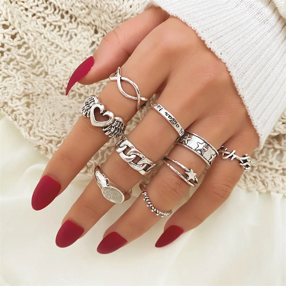 مجموعة خواتم مفصل ميدي بوهو العصرية من IFME 48 طراز للنساء خواتم بأصبع هندسية كريستالية مجوهرات بوهيمية عصرية #4