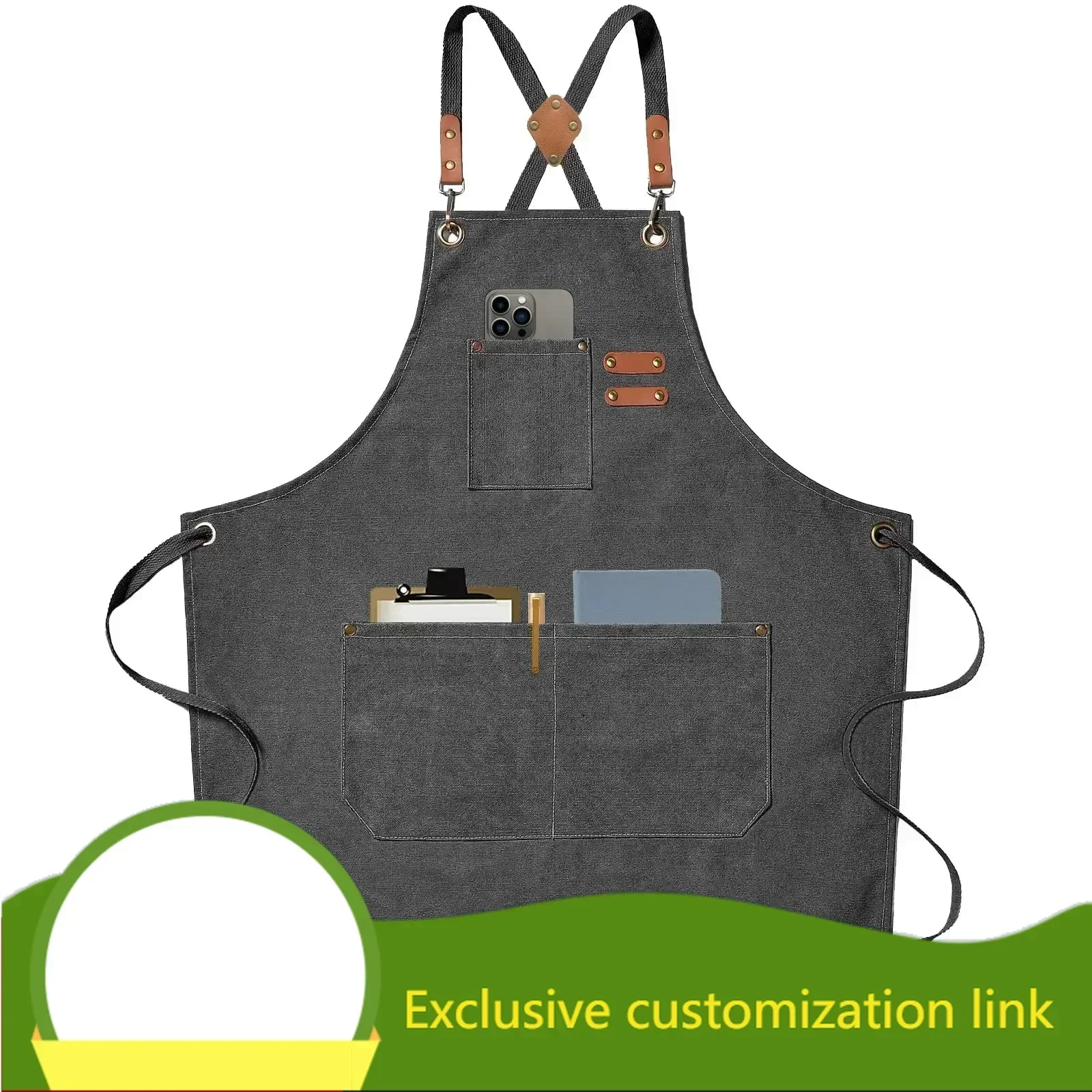 Customized apron New Fashion Canvas Kitchen Aprons For Woman Men Chef Work Apron For Restaurant Bar Shop Cafes Studios Uniform