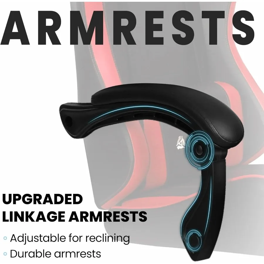 كرسي ألعاب الفيديو مع مسند للقدمين لدعم قطني للمكتب المنزلي، كرسي عالي الظهر قابل للتعديل، مريح من الجلد