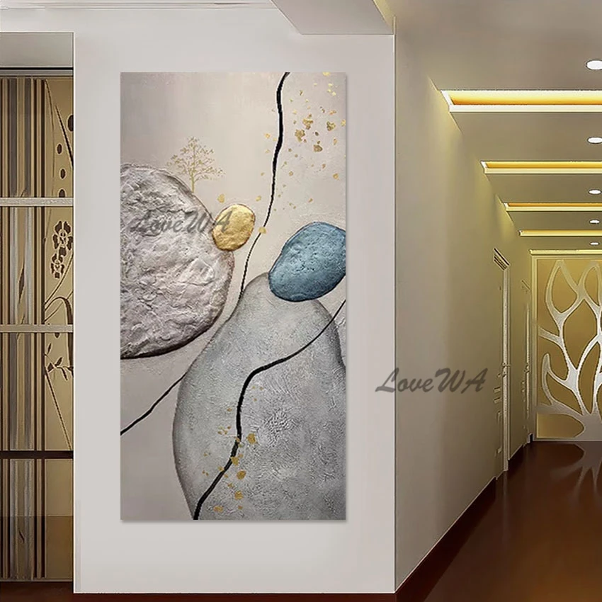 

Simple Scenery Paintings Gold Foil Modern Abstract Textured Canvas Art Wall Picture Unframed Luxury Living Room Decoration