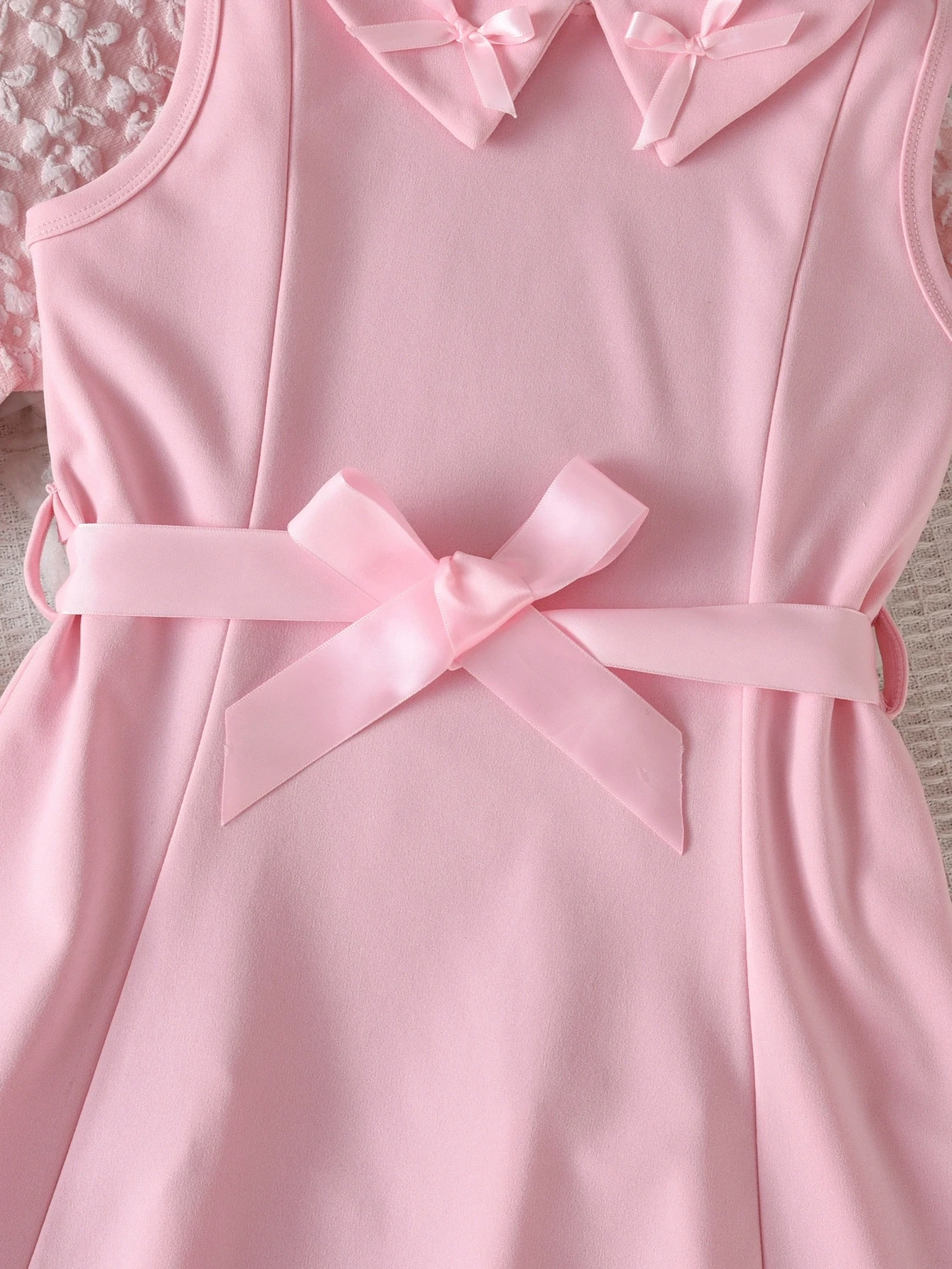 طقم مكون من قطعتين للفتيات الصغيرات وجيب صناعي ورقبة دائرية وسترة كورية بأكمام طويلة مع حزام ملابس للمراهقات