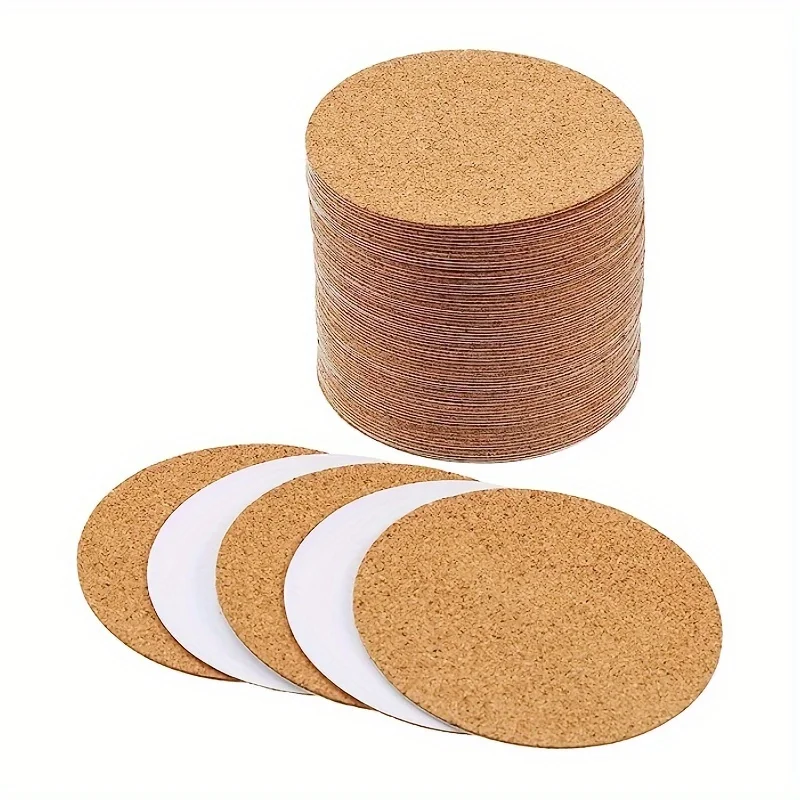 32 pieces self-adhesive cork pads round cork coasters cork sheets, for coasters, for restaurants, coffee shops, etc.