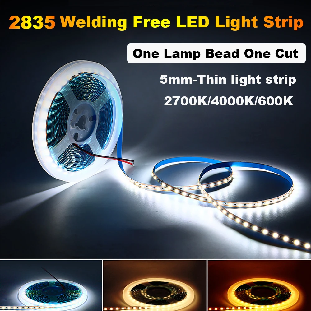 

5V/12V/24V 2835 LED Strip Tape Light Ribbon 5MM 120LEDs/M Natural White/Warm White/Cold White Home Decor Embedded aluminum groov