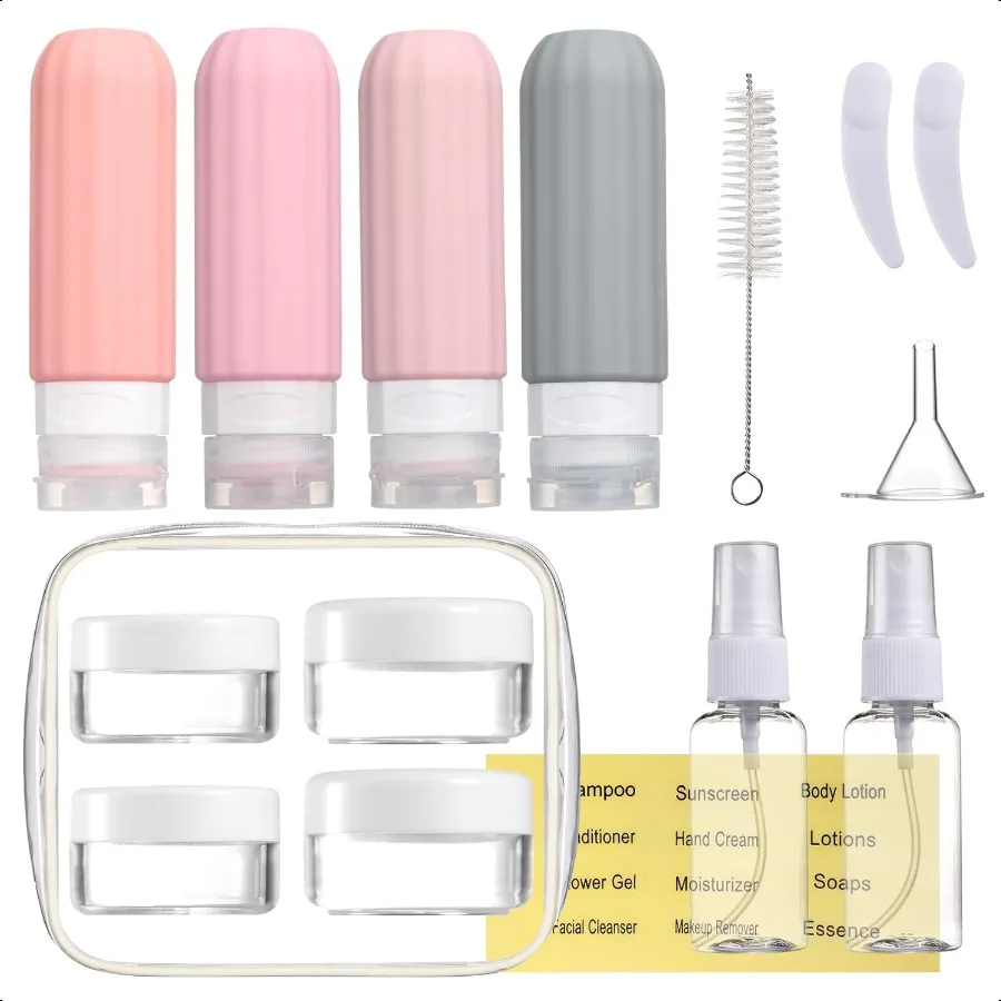 

16 Pack Travel Bottles Set for Toiletries Leakproof Travel Containers for Toiletries TSA Approved Silicone Travel Accessories S