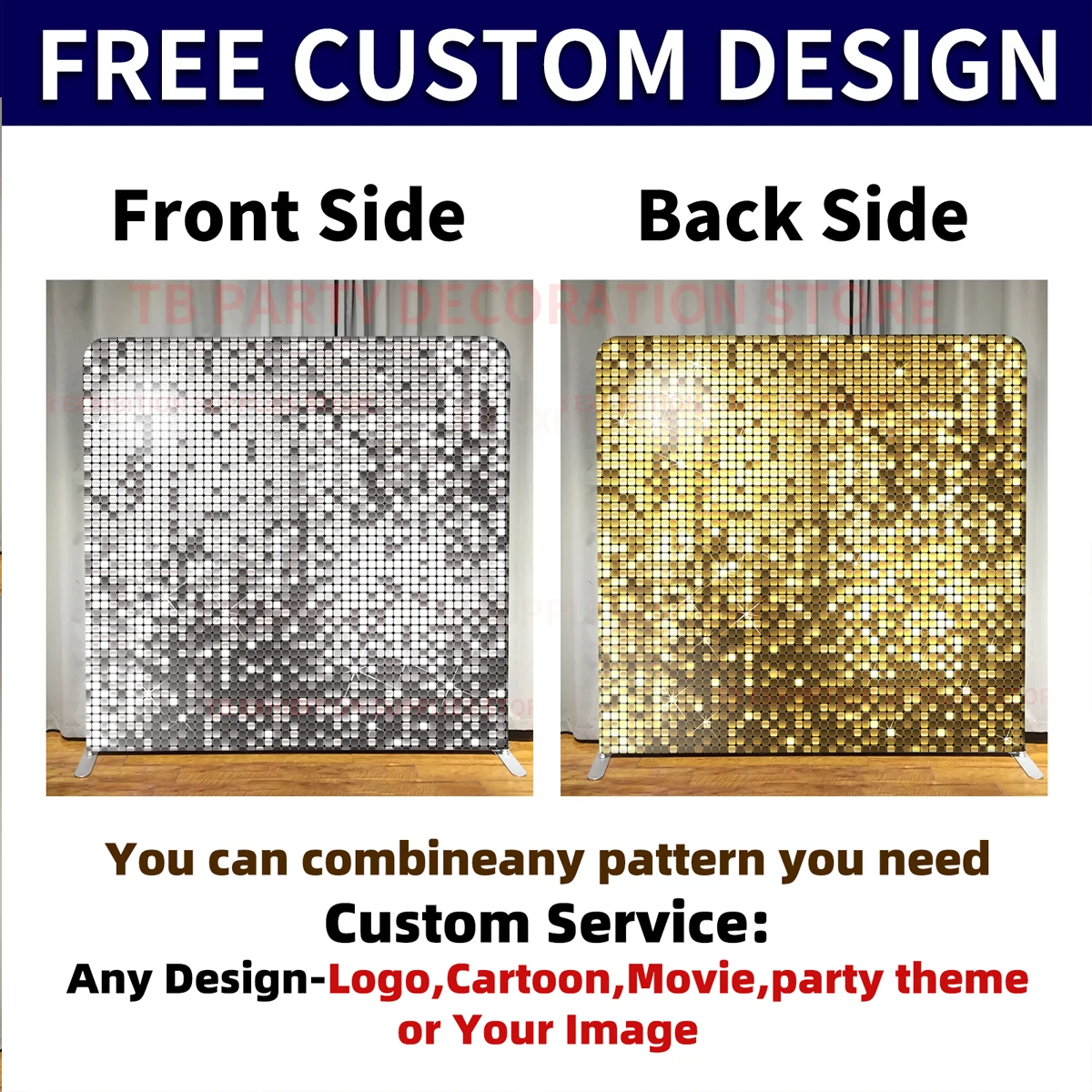 Photo Booth Backdrop Aluminium Stand Double-sided Printing Cover Photography Studio Photo Background Advertising Party Supplies