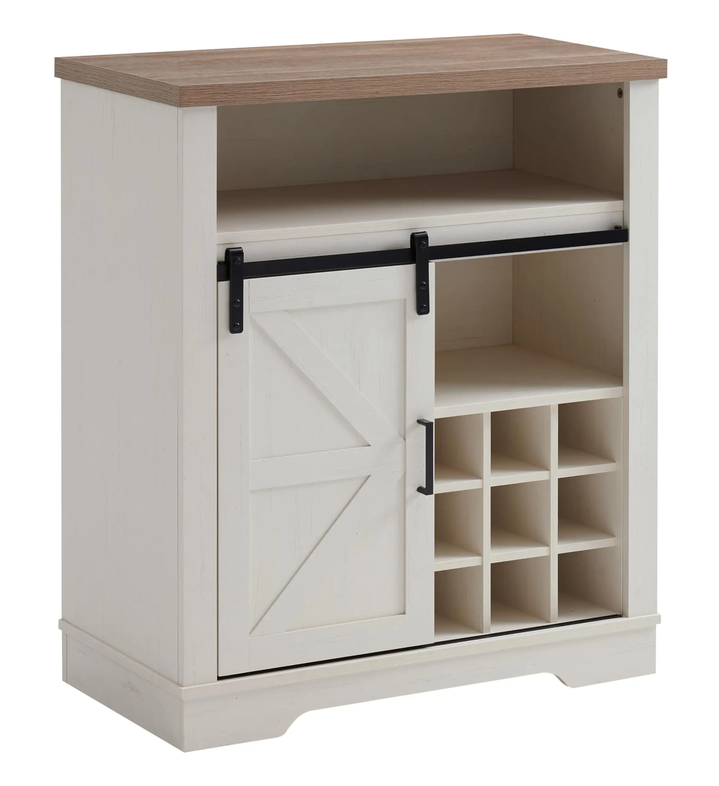 Farmhouse Wine Cabinet with Sliding Barn Door, Liquor Cabinet with Rack for Inside Cabinet，Buffet Table for Kitchen image 5