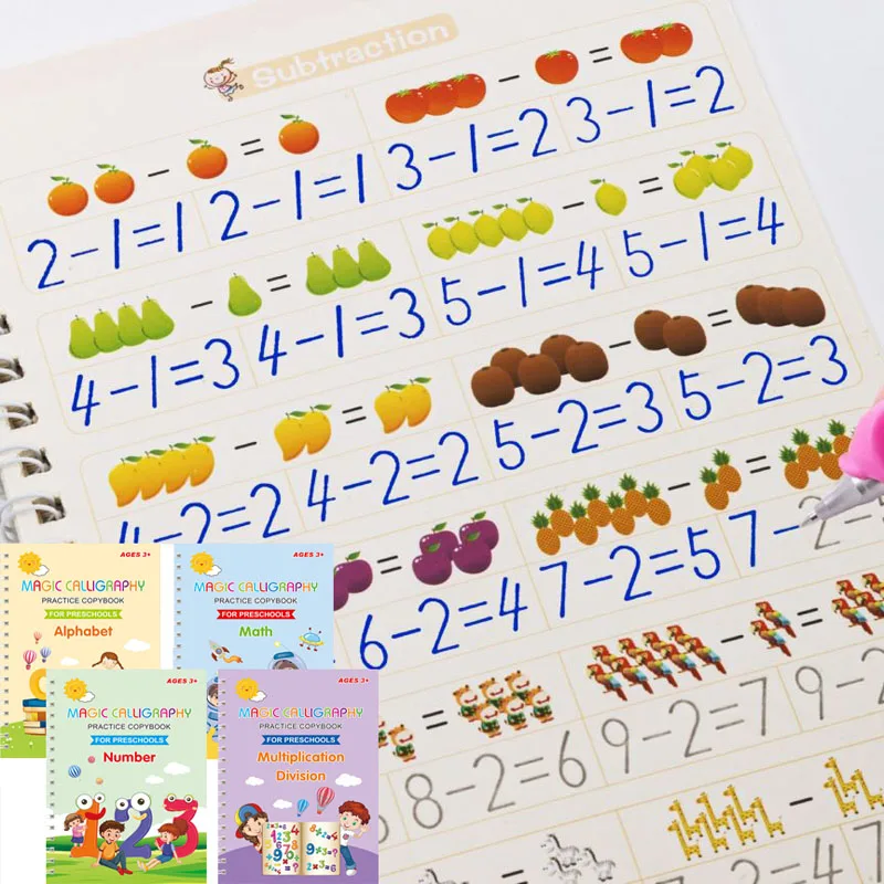 2024 New Children's Reusable Exercise Book Magic Calligraphy Number Letterspainting Multiplication and Division Exercise Math