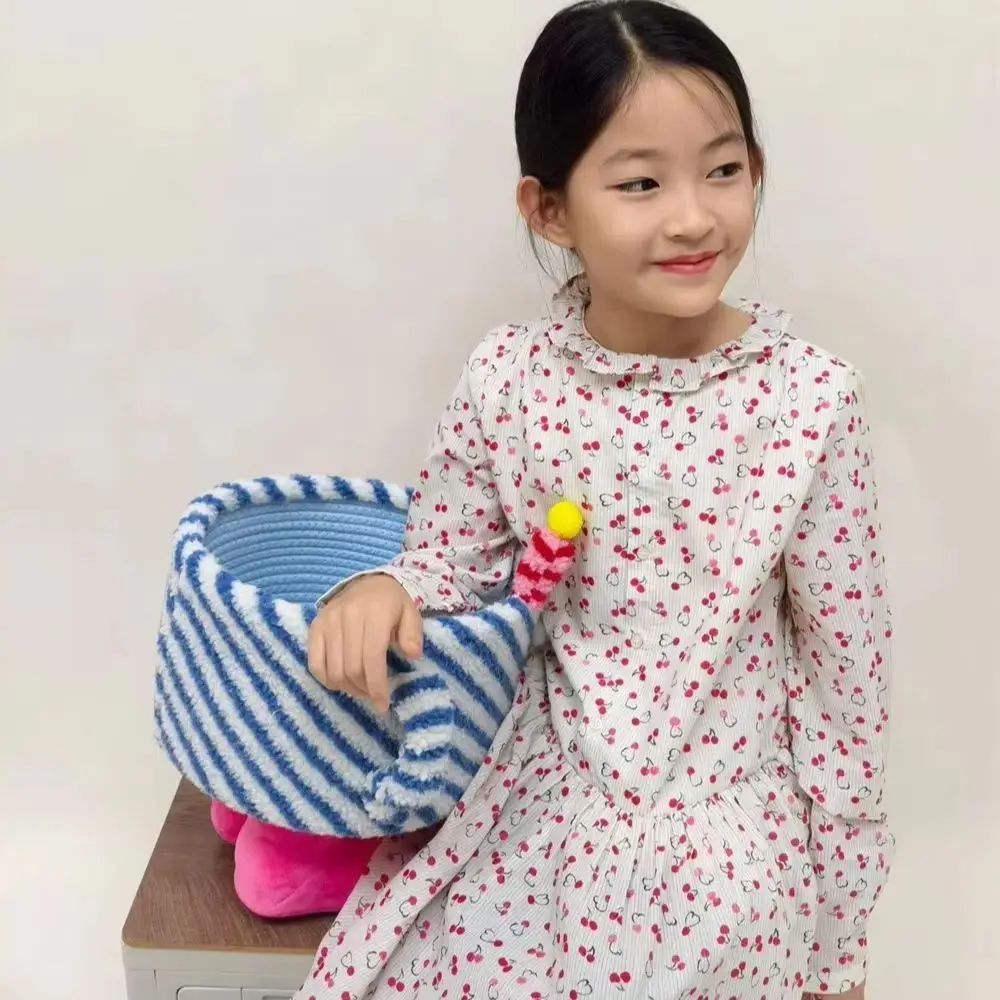 

kids girls clothes baby dresses Cherry print girls' long sleeved dress Sweet French style dress