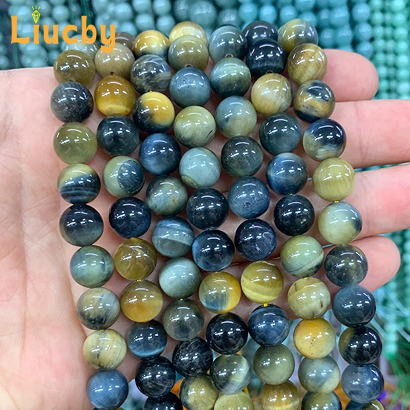 DIY Retro Dekoration exquisite Creolen Naturstein Traum Tiger Auge Stein für Schmuck herstellung 15 "Großhandel 6/8/10/12/14mm – Detail 3