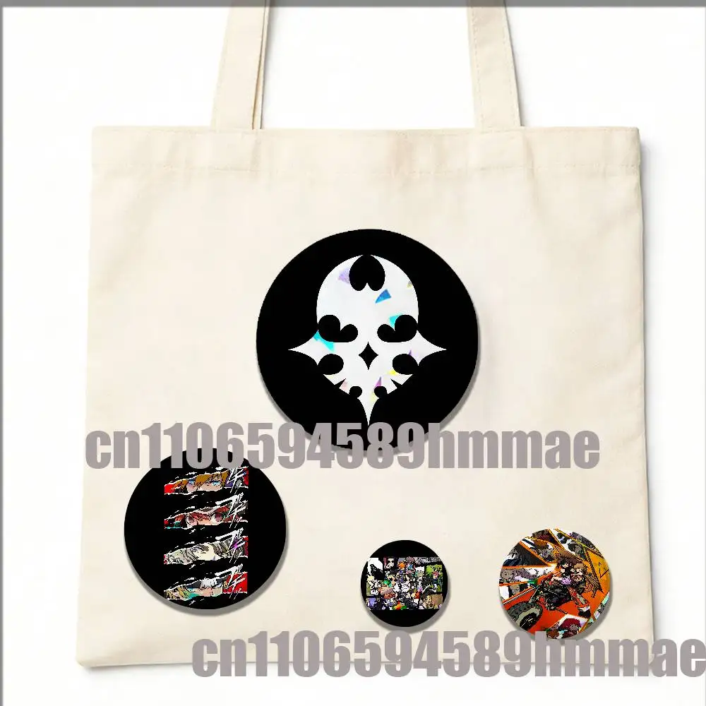 

For The World Ends with You White Player Skull Emblem Round Pins Insignia Badge Cover Brooch Button Hats Decoration 32mm