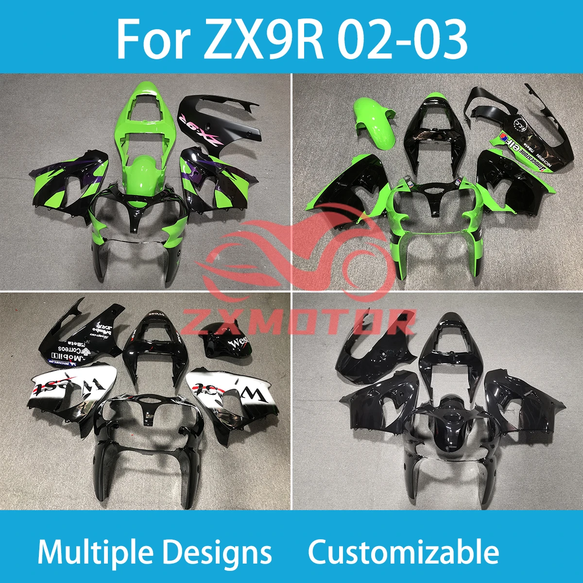 

ZX9R 02 03 Cool Fairings for Kawasaki ZX 9R 2002 2003 Motorcycle Injection ZXMT Fairing Bodywork Kit Panel Set