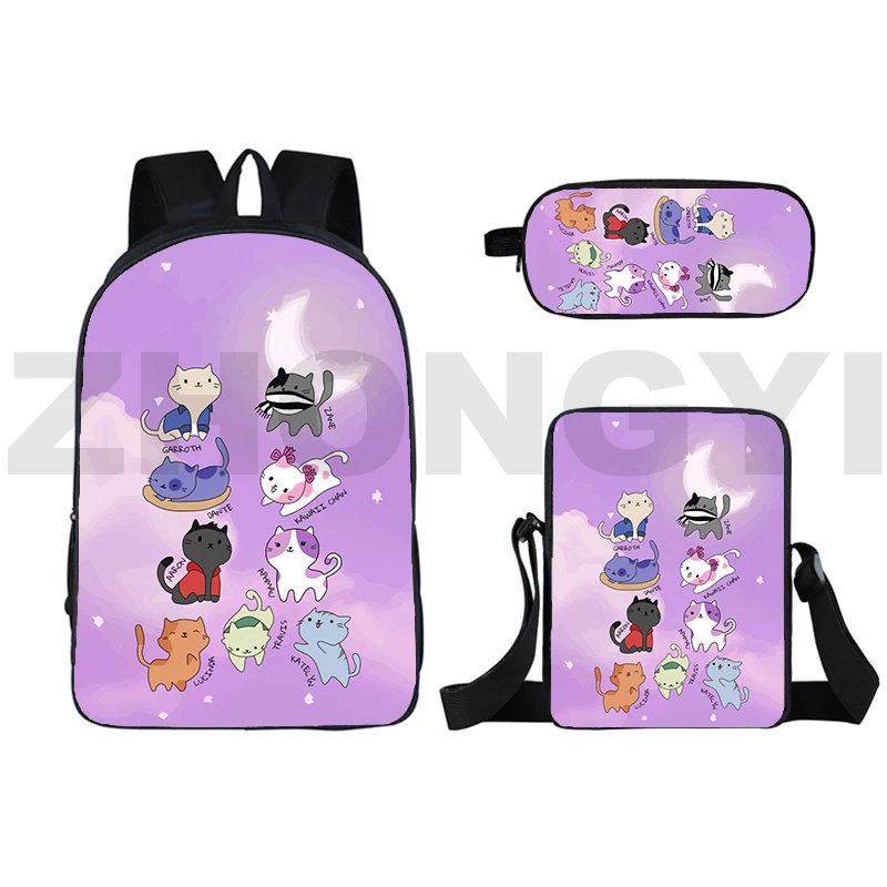 Ransel 3D untuk remaja wanita Kawaii kembali ke sekolah 16 inci Anime 3 buah/Set sebagai tas kucing untuk Gadis bepergian ransel siswa