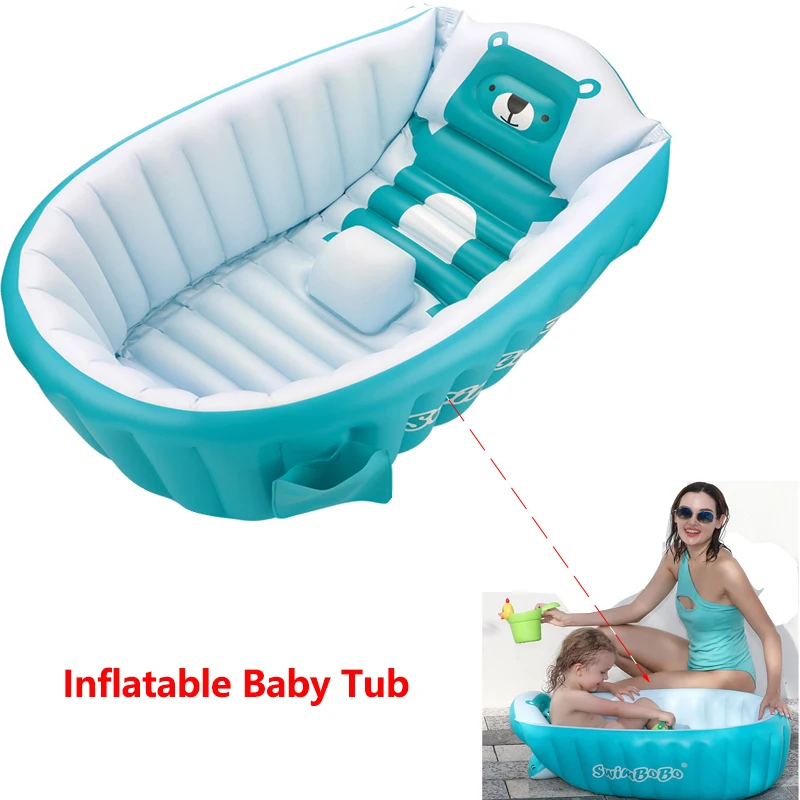 

Inflatable Baby Tub for 0-5 Years with Inflator Children's PVC Thickened Household Bathtub Folding and Storage Swimming Pools