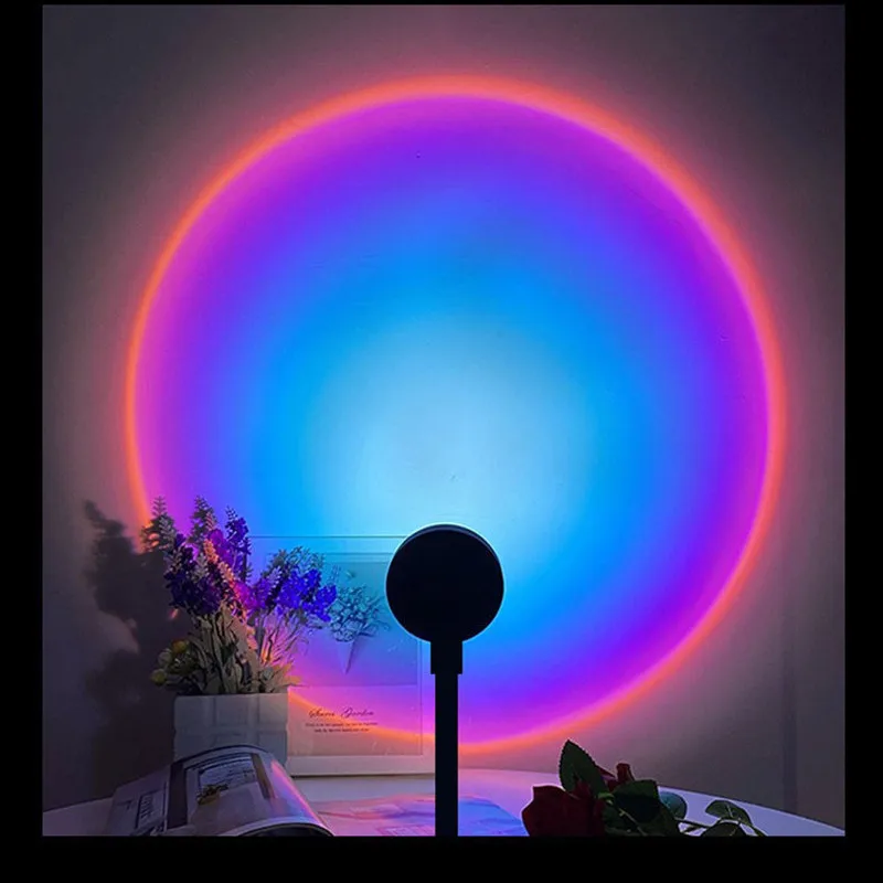 USB Rainbow Sunset Red Projector Mini Led Night Light Sun Projection Lamp For Bedroom Bar Coffee Store Wall Decoration Lighting