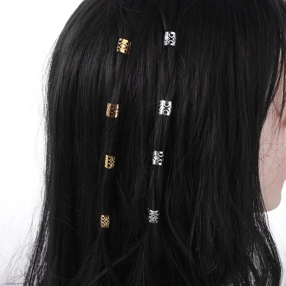 60 قطعة أقفال الرهبة الجوف خارج الشعر الدائري المعادن الكفة كليب الذهب والفضة المجدل الخرز أغطية الرأس سحر الشعر جديلة أنابيب