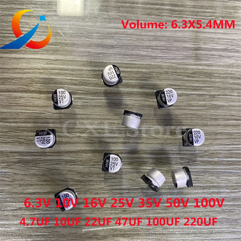 1000pcs  6.3V 10V 16V 25V 35V 50V100V 10UF 22UF 33UF 47UF 100UF 220UF 330UF  470UF  Volume 6.3X5.4MM SMD Electrolytic Capacitor